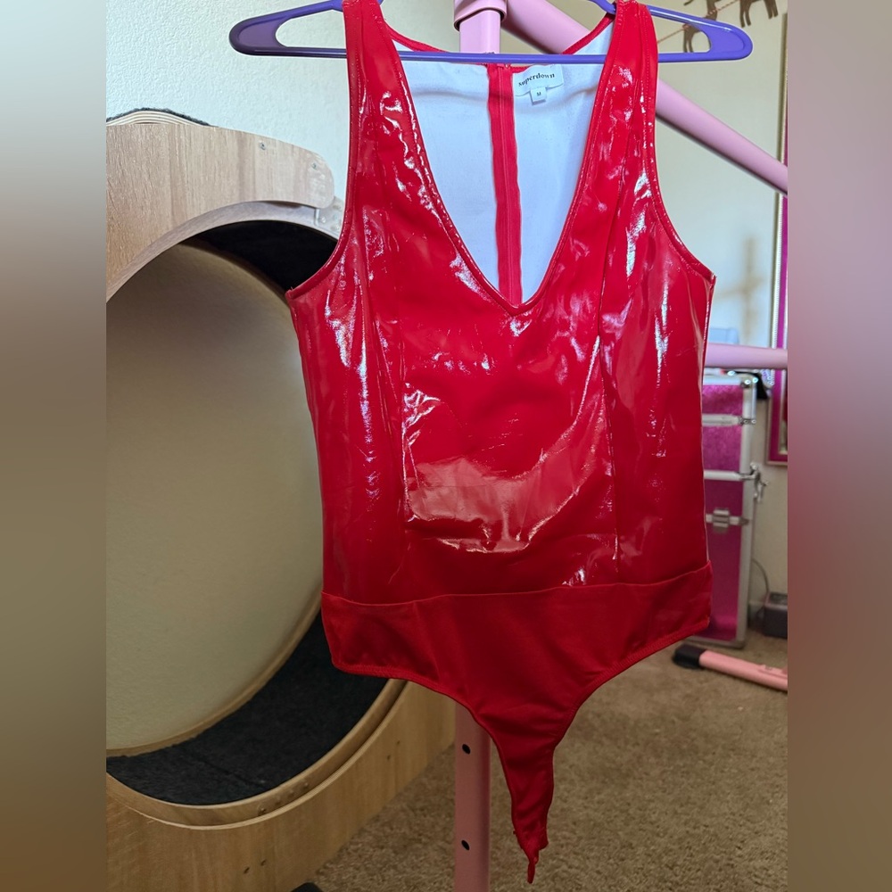 Superdown Glossy Cherry Bodysuit